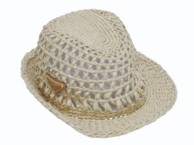 PRADA プラダ クロシェ フェドーラ ハット 1HC360-2M2S ナチュラル ベージュ サイズS 美品 中古 4b006165