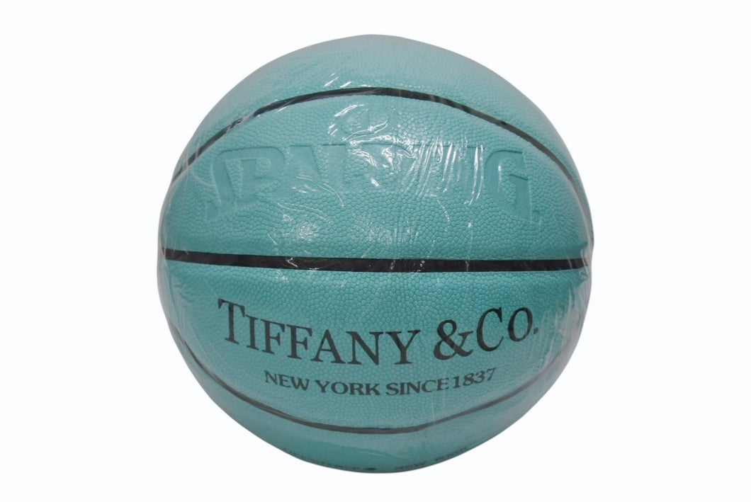 新品未使用 TIFFANY&Co. × Spalding ティファニー スポルティング バスケットボール インテリア ロゴ ティファニーブルー 合皮 中古 4b006185