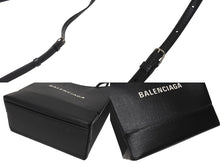 Load image into Gallery viewer, BALENCIAGA バレンシアガ ショッピングトートXXS 2WAY ショルダーバッグ ブラック レザー 597858 ロゴ シルバー金具 美品 4b006190 正規品