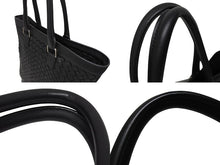 画像をギャラリービューアに読み込む, BOTTEGA VENETA ボッテガヴェネタ イントレチャート ハンドバッグ トートバッグ レザー ブラック 美品 中古 4b006203
