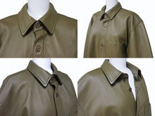 画像をギャラリービューアに読み込む, 極美品 SUPREME シュプリーム Leather Shirt レザーシャツ 長袖 ジャケット レザー ポリエステル カーキ サイズM 中古 4b006214