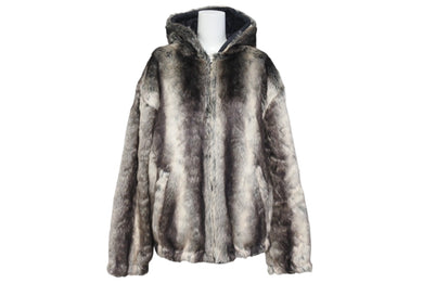 Supreme シュプリーム 20FW リバーシブル フーデッドジャケット フェイクファー ブラック グレー アクリル ポリエステル 美品 中古 4b006215