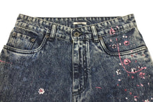 画像をギャラリービューアに読み込む, 極美品 MIUMIU ミュウミュウ フラワーペイント デニムパンツ AMM1 2019 2161 コットン ポリエステル ブルー ピンク サイズ28 中古 4b006223