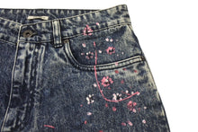 画像をギャラリービューアに読み込む, 極美品 MIUMIU ミュウミュウ フラワーペイント デニムパンツ AMM1 2019 2161 コットン ポリエステル ブルー ピンク サイズ28 中古 4b006223