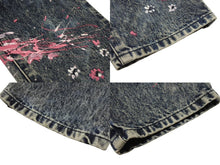 画像をギャラリービューアに読み込む, 極美品 MIUMIU ミュウミュウ フラワーペイント デニムパンツ AMM1 2019 2161 コットン ポリエステル ブルー ピンク サイズ28 中古 4b006223