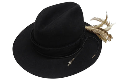 CHROME HEARTS クロムハーツ フェザーハット 帽子 サイズL ビーバーフェルト ハラコ ブラック 美品 中古 4b006243