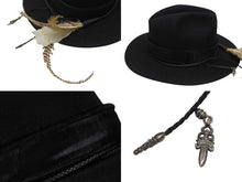 画像をギャラリービューアに読み込む, CHROME HEARTS クロムハーツ フェザーハット 帽子 サイズL ビーバーフェルト ハラコ ブラック 美品 中古 4b006243