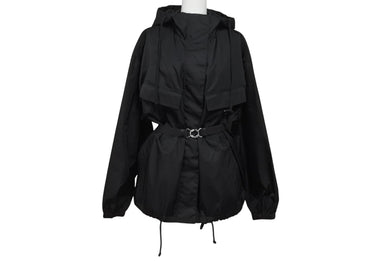 極美品 PRADA プラダ Re-Nylon リナイロン トライアングルロゴプレート フーデッドジャケット 292255 S000 1WQ8 ブラック サイズ36 中古 4b006250