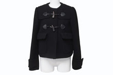 画像をギャラリービューアに読み込む, MIUMIU ミュウミュウ ダッフルコート MH1229 14年 ブラック ウール レーヨン サイズ36 美品 中古 4b006251