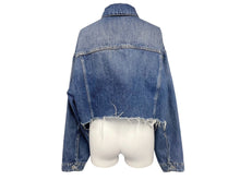 画像をギャラリービューアに読み込む, MIUMIU ミュウミュウ デニム ブルゾン ジャケット ブルー ロゴ クロップド コットン アウター GWB148 サイズ40 美品 中古 4b006252