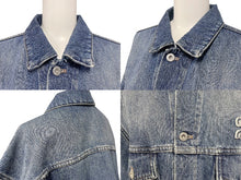 画像をギャラリービューアに読み込む, MIUMIU ミュウミュウ デニム ブルゾン ジャケット ブルー ロゴ クロップド コットン アウター GWB148 サイズ40 美品 中古 4b006252