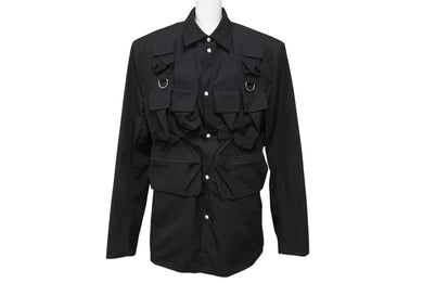 極美品 PRADA プラダ 24SS シングルブレスト コットンジャケット UG1267 IC コットン ブラック サイズ48R 中古 4b006260