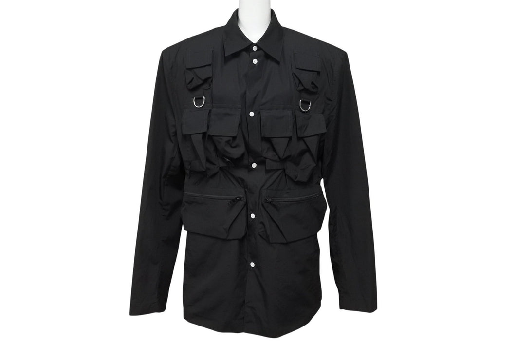 極美品 PRADA プラダ 24SS シングルブレスト コットンジャケット UG1267 IC コットン ブラック サイズ48R 中古 4b006260