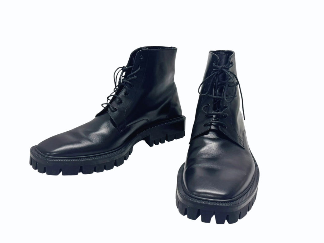 BALENCIAGA バレンシアガ Outdoor Rim Combat Boots ブーツ ブラック カーフスキン 579684 サイズ45 美品 中古 4b006264