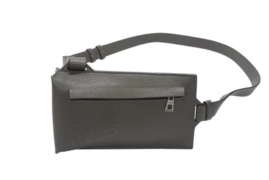 極美品 LOEWE ロエベ バーティカル Tポケット ショルダーバッグ ソフトグレインカーフ レザー カーキ シルバー金具 中古 4b006265