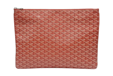 極美品 GOYARD ゴヤール セナGM クラッチバッグ レッド ゴヤールディンキャンバス シルバー金具 SENAT2GMLTY07CL07P 中古 4b006296