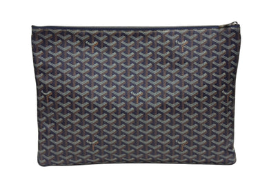 GOYARD ゴヤール セナGM クラッチバッグ ネイビー ゴヤールディンキャンバス シルバー金具 SENAT2GMLTY07CL07P 美品 中古 4b006297