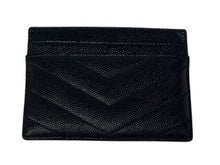 画像をギャラリービューアに読み込む, YVES SAINT LAURENT イヴサンローラン YSLロゴ カードケース 423291 BOW01 カーフスキン ブラック 美品 中古 4b006303