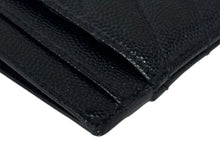画像をギャラリービューアに読み込む, YVES SAINT LAURENT イヴサンローラン YSLロゴ カードケース 423291 BOW01 カーフスキン ブラック 美品 中古 4b006303