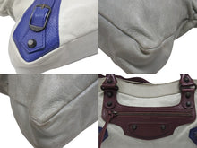 Load image into Gallery viewer, BALENCIAGA バレンシアガ ザ・ファースト 2WAYハンドバッグ 103208 ボルドー ライトブルー ブルー 美品 中古 4b006309