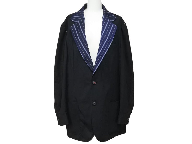 極美品 Maison Margiela メゾンマルジェラ リバーシブルジャケット 21S S50BN0471 ポリエステル 毛 ブラック サイズ48 中古 4b006320