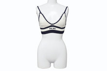 Load image into Gallery viewer, 新品同様 MIUMIU ミュウミュウ Cotton bralette コットンブラレット ブラジャー トップス 2024-2025AW ホワイト ネイビー サイズ38 中古 4b006323