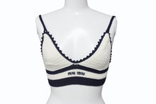 Load image into Gallery viewer, 新品同様 MIUMIU ミュウミュウ Cotton bralette コットンブラレット ブラジャー トップス 2024-2025AW ホワイト ネイビー サイズ38 中古 4b006323