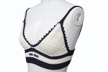 Load image into Gallery viewer, 新品同様 MIUMIU ミュウミュウ Cotton bralette コットンブラレット ブラジャー トップス 2024-2025AW ホワイト ネイビー サイズ38 中古 4b006323