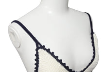 Load image into Gallery viewer, 新品同様 MIUMIU ミュウミュウ Cotton bralette コットンブラレット ブラジャー トップス 2024-2025AW ホワイト ネイビー サイズ38 中古 4b006323