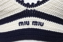 Load image into Gallery viewer, 新品同様 MIUMIU ミュウミュウ Cotton bralette コットンブラレット ブラジャー トップス 2024-2025AW ホワイト ネイビー サイズ38 中古 4b006323