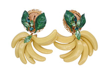 画像をギャラリービューアに読み込む, DOLCE&amp;GABBANA ドルチェアンドガッバーナ イヤリング 重量約66.8g バナナ ブラス ラタン ラインストーン 美品 中古 4b006324