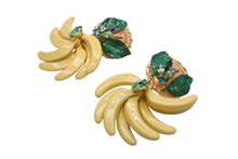 画像をギャラリービューアに読み込む, DOLCE&amp;GABBANA ドルチェアンドガッバーナ イヤリング 重量約66.8g バナナ ブラス ラタン ラインストーン 美品 中古 4b006324
