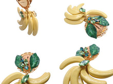 画像をギャラリービューアに読み込む, DOLCE&amp;GABBANA ドルチェアンドガッバーナ イヤリング 重量約66.8g バナナ ブラス ラタン ラインストーン 美品 中古 4b006324