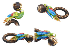 画像をギャラリービューアに読み込む, 新品同様 DOLCE&amp;GABBANA ドルチェアンドガッバーナ イヤリング WEM4C5W1111 重量約63.7g インコ ブラス ウッド ラインストーン 中古 4b006328