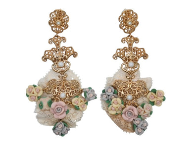 DOLCE&GABBANA ドルチェアンドガッバーナ イヤリング 重量約47.8g レース ブラス ラバー フェイクパール 美品 中古 4b006330