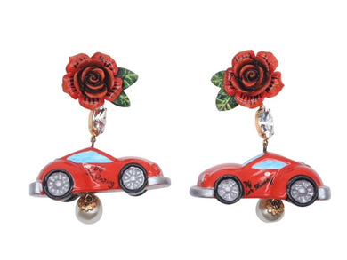 極美品 DOLCE&GABBANA ドルチェアンドガッバーナ イヤリング 重量約33.9g フェイクパール ラインストーン 薔薇 車 中古 4b006333