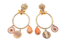 画像をギャラリービューアに読み込む, DOLCE&amp;GABBANA ドルチェアンドガッバーナ イヤリング フラワーモチーフ オレンジ マルチカラー ゴールド金具 美品 中古 4b006334