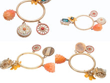 画像をギャラリービューアに読み込む, DOLCE&amp;GABBANA ドルチェアンドガッバーナ イヤリング フラワーモチーフ オレンジ マルチカラー ゴールド金具 美品 中古 4b006334