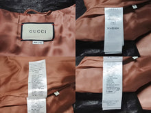 Load image into Gallery viewer, 極美品 GUCCI グッチ ダブルライダースジャケット スタッズ 刺繍 シープスキン ブラック サイズ38 中古 4b006347