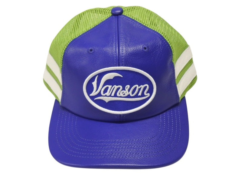 新品未使用 Supreme シュプリーム × Vanson ヴァンソン レザーキャップ ブルー グリーン ONE SIZE 58cm H79FW25 中古 4b006372