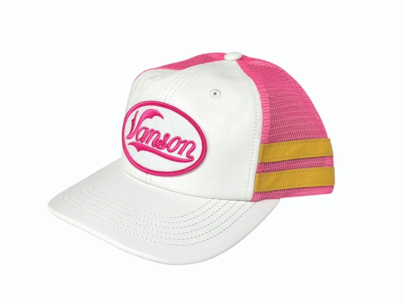 新品未使用 Supreme シュプリーム × Vanson ヴァンソン レザーキャップ ピンク ホワイト ONE SIZE 58cm H79FW25 中古 4b006373