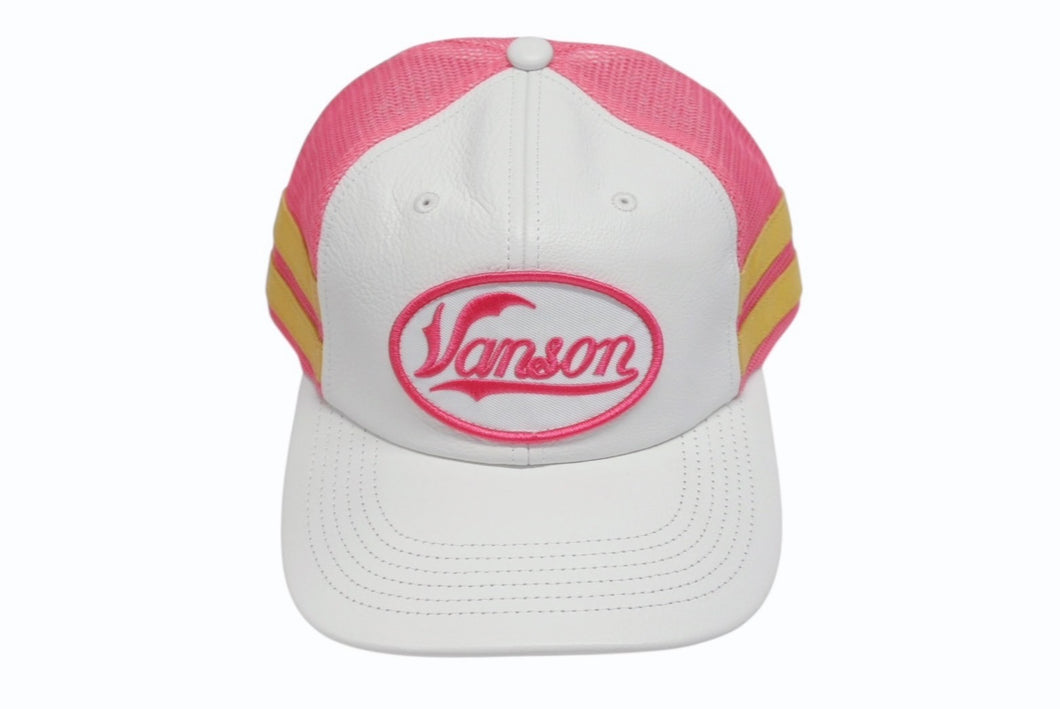 新品未使用 Supreme シュプリーム × Vanson ヴァンソン レザーキャップ ピンク ホワイト ONE SIZE 58cm H79FW25 中古 4b006374