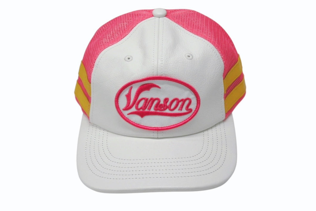 新品未使用 Supreme シュプリーム × Vanson ヴァンソン レザーキャップ ピンク ホワイト ONE SIZE 58cm H79FW25 中古 4b006375
