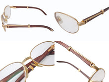 画像をギャラリービューアに読み込む, 極美品 CARTIER カルティエ Giverny ジヴェルニー 眼鏡 135b サイズ52◻︎16 ウッドテンプル ゴールド シルバー 度入り 中古 4b006523