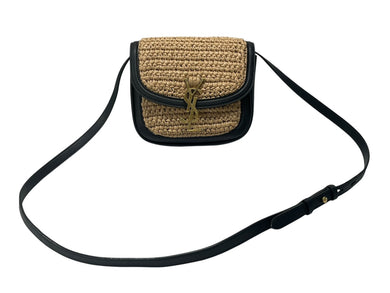 極美品 YVES SAINT LAURENT イヴサンローラン カイラ ミニショルダーバッグ 634818 ラフィア レザー ベージュ ゴールド金具 中古 4b006528