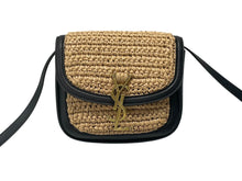 Load image into Gallery viewer, 極美品 YVES SAINT LAURENT イヴサンローラン カイラ ミニショルダーバッグ 634818 ラフィア レザー ベージュ ゴールド金具 中古 4b006528