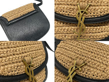 Load image into Gallery viewer, 極美品 YVES SAINT LAURENT イヴサンローラン カイラ ミニショルダーバッグ 634818 ラフィア レザー ベージュ ゴールド金具 中古 4b006528