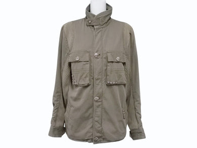 極美品 CHROME HEARTS クロムハーツ チェリーボム クロスボタン ジャケット ダブルジップ カーキ シルバー金具 サイズM 中古 4b006557