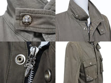画像をギャラリービューアに読み込む, 極美品 CHROME HEARTS クロムハーツ チェリーボム クロスボタン ジャケット ダブルジップ カーキ シルバー金具 サイズM 中古 4b006557