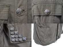 画像をギャラリービューアに読み込む, 極美品 CHROME HEARTS クロムハーツ チェリーボム クロスボタン ジャケット ダブルジップ カーキ シルバー金具 サイズM 中古 4b006557